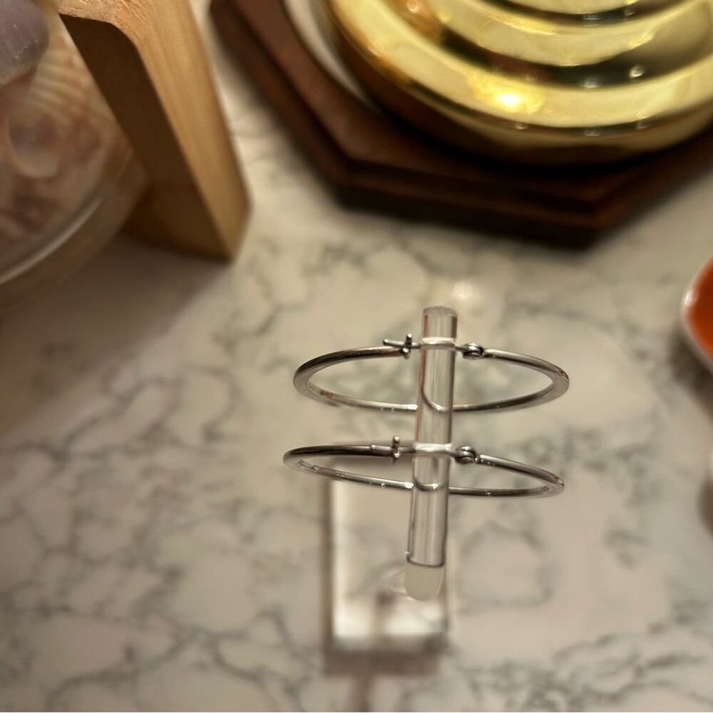 Silver Toned 1.75” Hoop‎ Earrings - Picture 2 of 6
